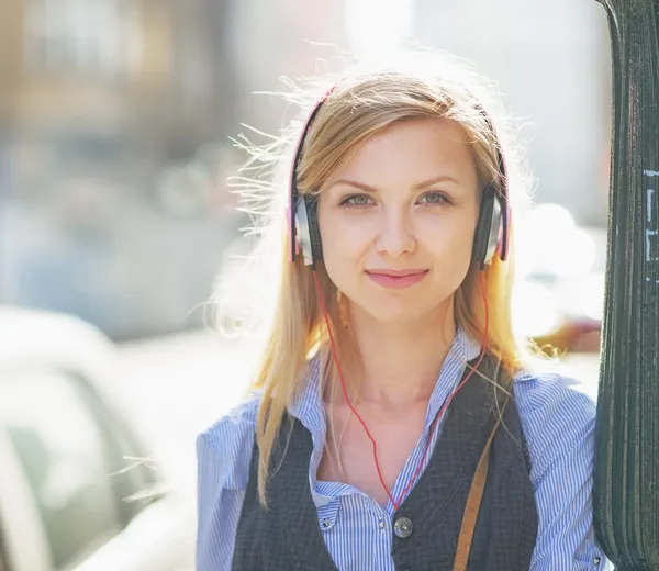 Hipster girl listening music