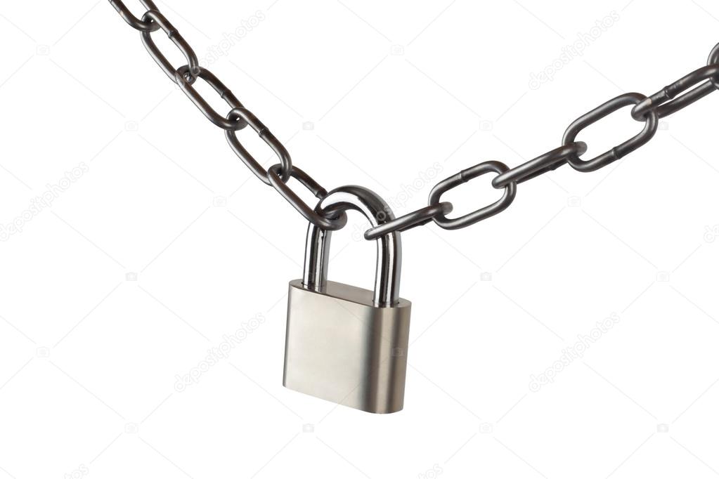 Key lock locked with a chain, clipping path — Stock Photo © ozaiachinn