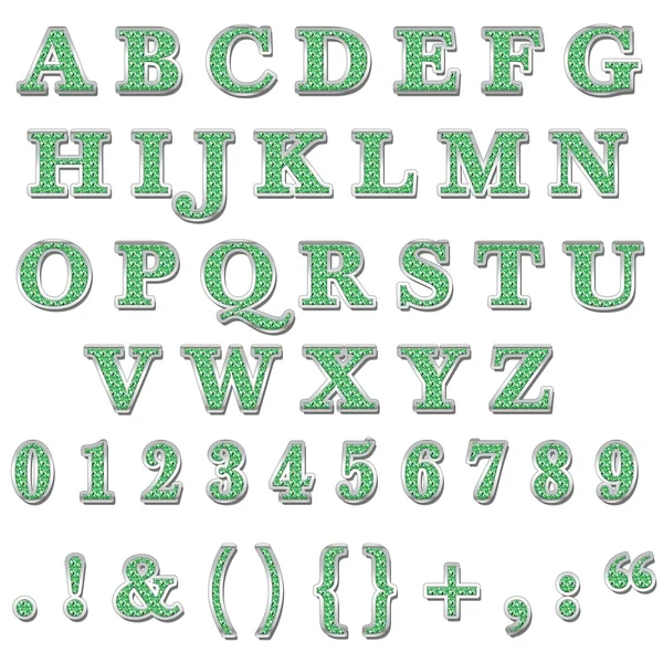 Green Bling Uppercase Alphabet