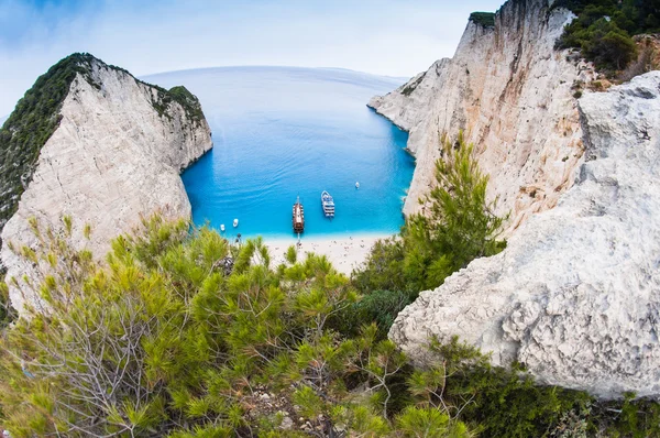 Famous Navagio beach, Zakynthos, Greece, from unusual perspective — Stock Photo #28725551