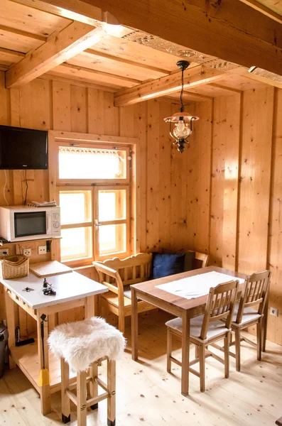 Wooden log cottage cozy interior