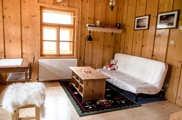 Wooden log cottage cozy interior