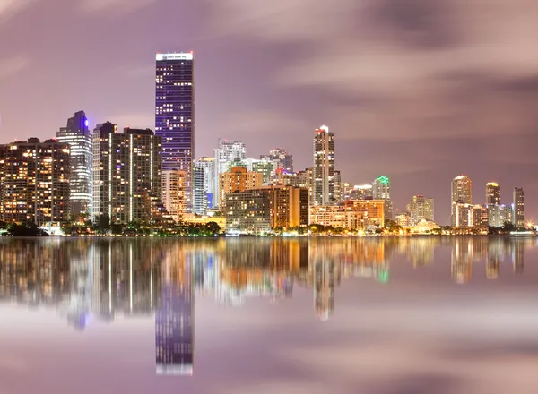 Miami Florida panorama of downtown buildings at sunset