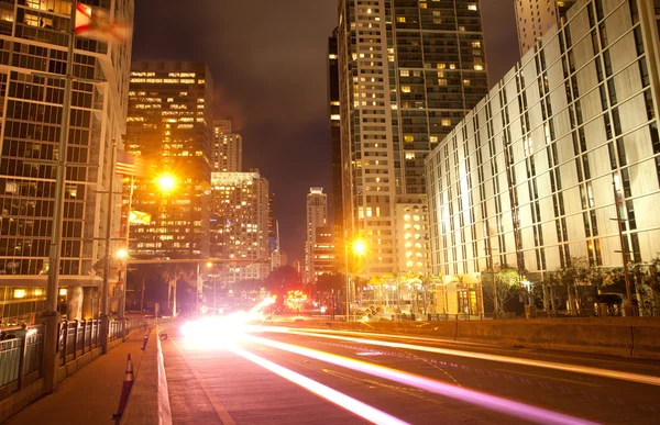 City of Miami Florida, traffic moving through downtown