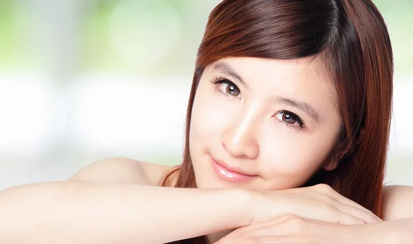 Beautiful woman face with perfect skin
