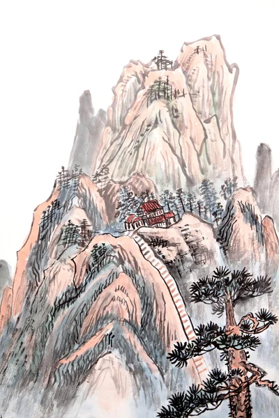 Chinese painting of high mountain