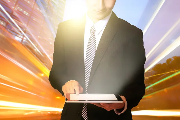 Businessman using touch pad