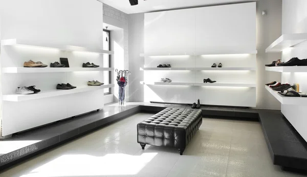 Luxury shoe store with bright interior