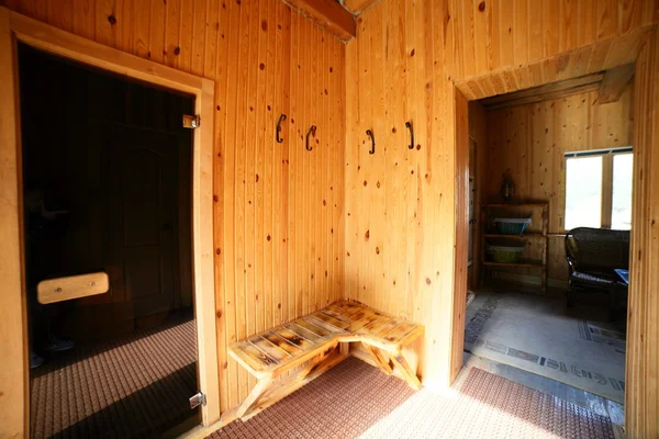 Interior of russian wooden sauna