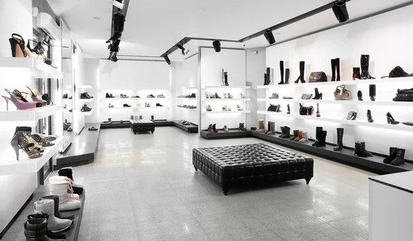 Luxury shoe store with bright interior