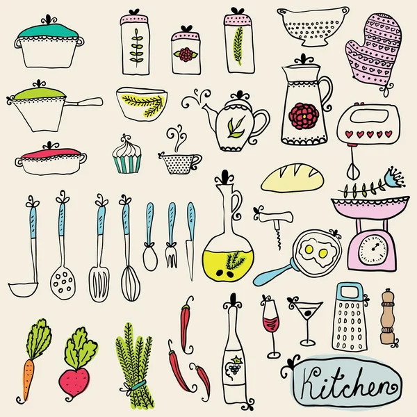 Kitchen set in vector. Stylish design elements of kitchen.