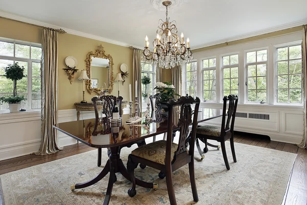 Dining room with tan walls