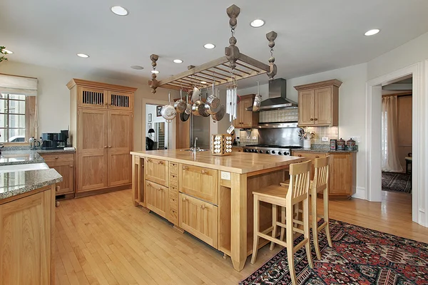 Kitchen with butcher block island