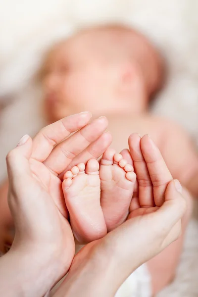 Mother hands holding small baby