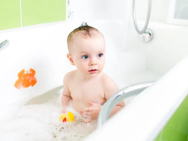 Baby girl taking bath