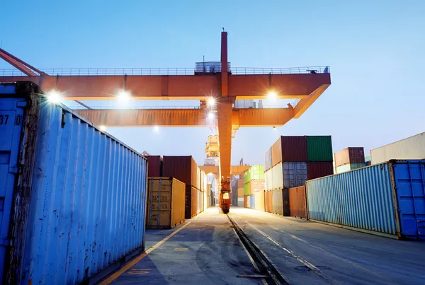 Container terminal at night