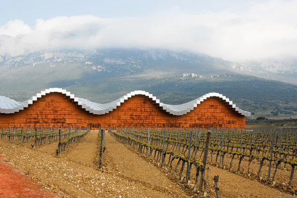The modern winery of Ysios on April 21, 2011 in Laguardia, Basque Country, Spain.
