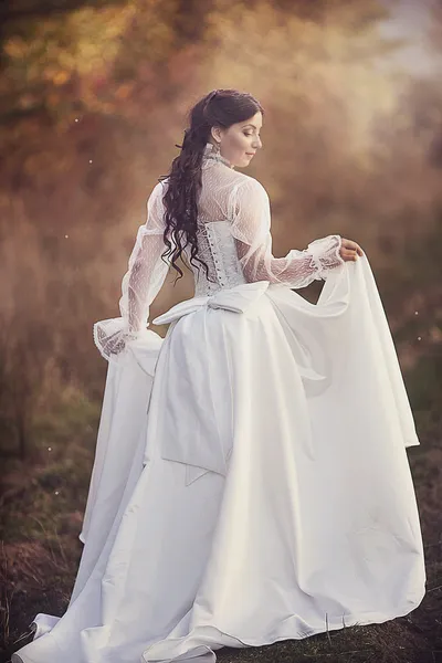 Beautiful woman in vintage dress