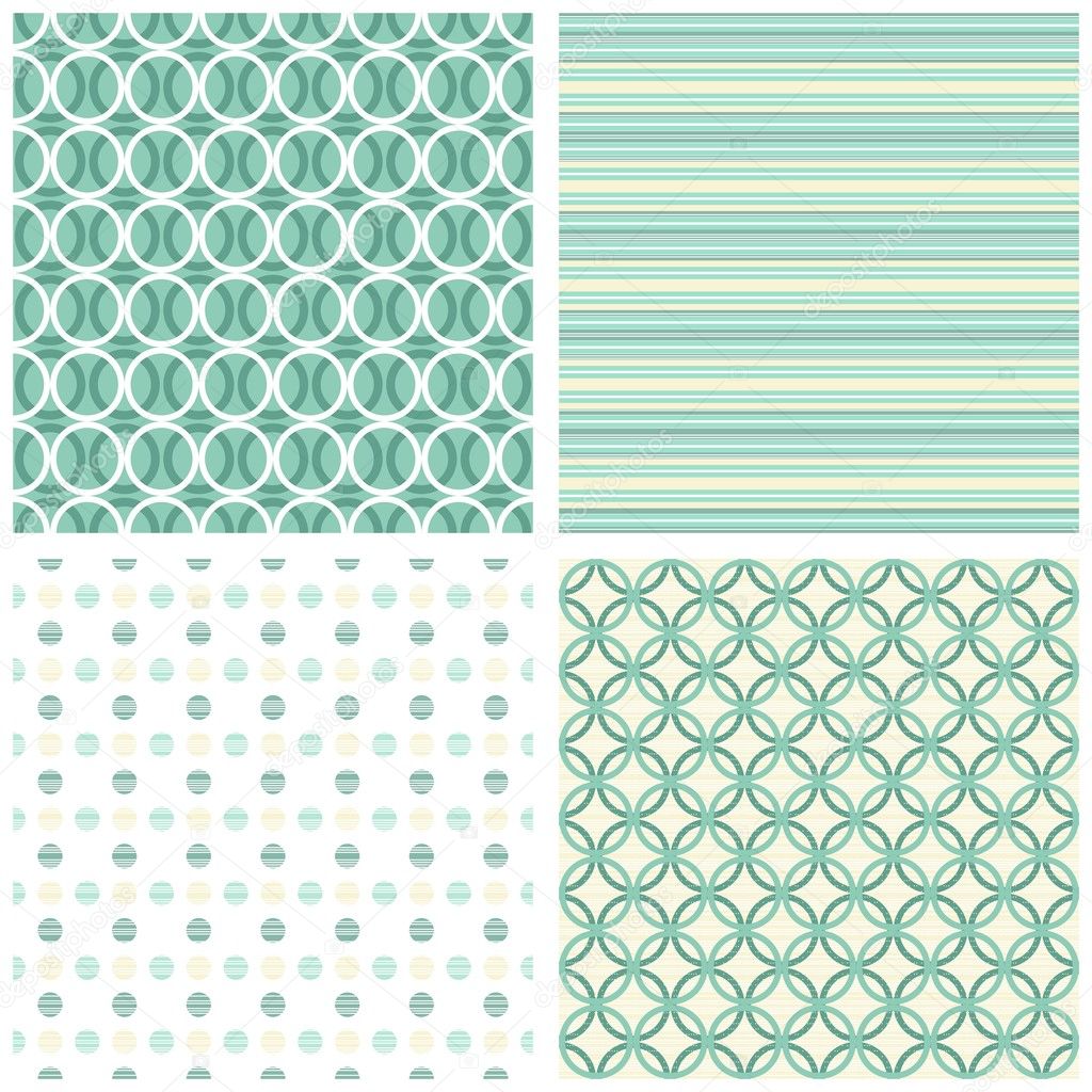 Turquoise white beige stripes dots circles retro ...