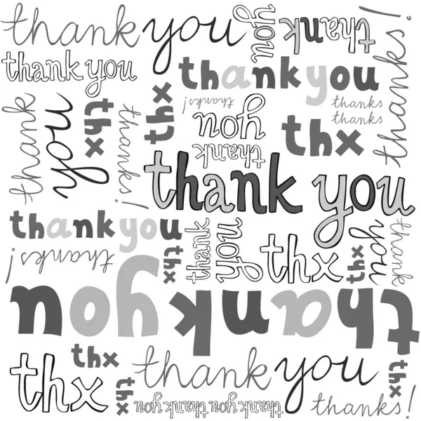 Thank you gray black white hand written announce on white background graphic typographic seamless pattern