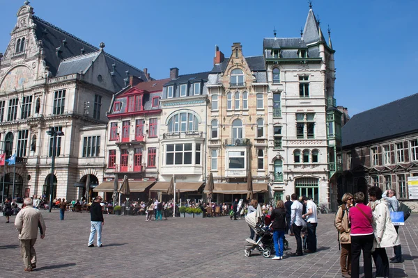 Tourists in city center in Gent, Belgium
