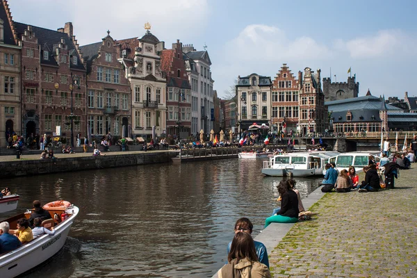 Tourists in city center of Gent, Belgium