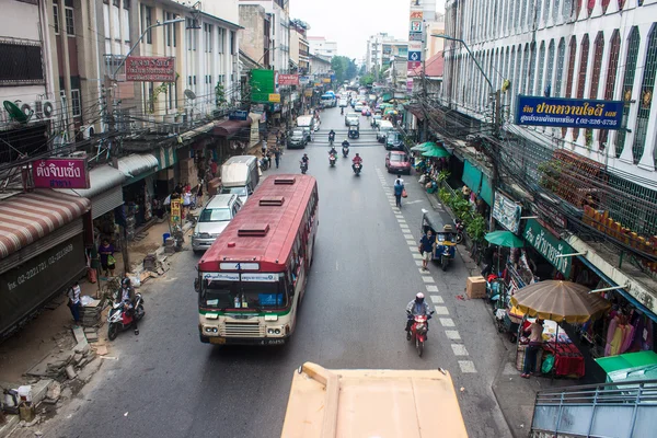 View of a busy street in Chinatown