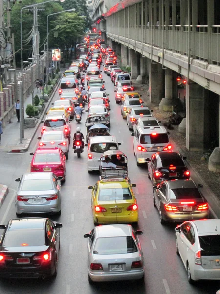 BANGKOK - NOV 17: Traffic jam along a busy road near Victory Monument on Nov 17, 2012 in Bangkok, Thailand.After the new government first car polcy,traffic jam is more than before