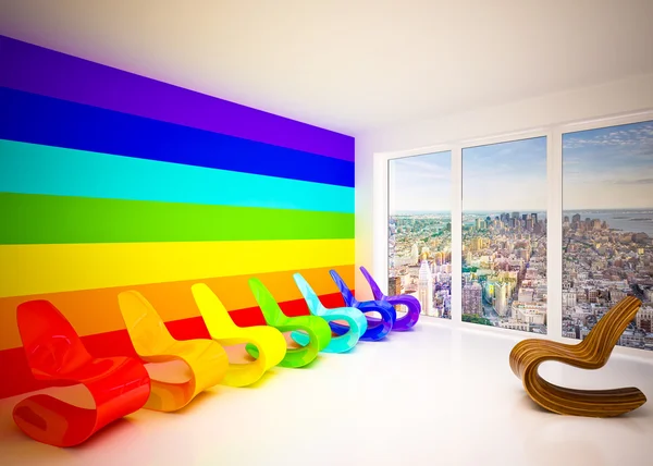 Lounge room in rainbow colors