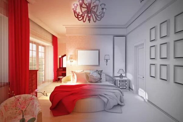 Interior design Bedroom in pink