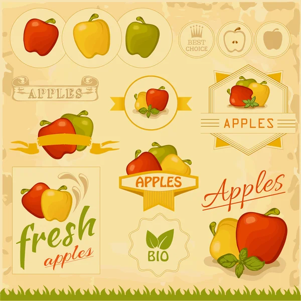 Apples, food fruits, product label