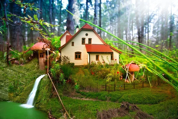 Mushroom cottage in forest