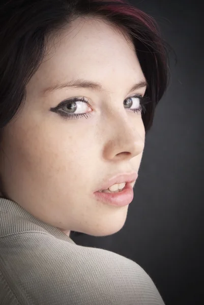 Beautiful  Woman with a red tuft