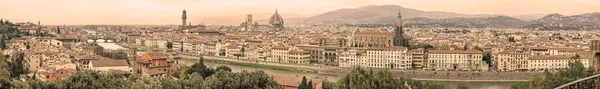 Florence aerial cityscape. Panorama view from Michelangelo park. Sepia toned.