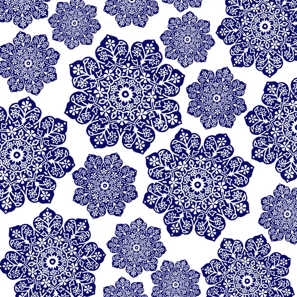 Navy Blue & White Floral Batik