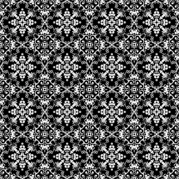 Seamless Black & White Kaleidoscope Damask