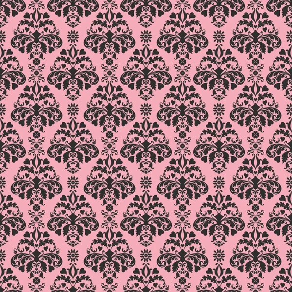 Seamless Pink & Black Damask