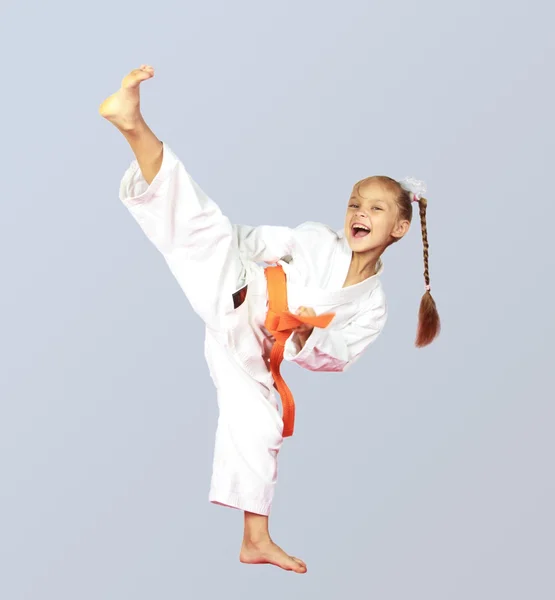 Cheerful girl karate