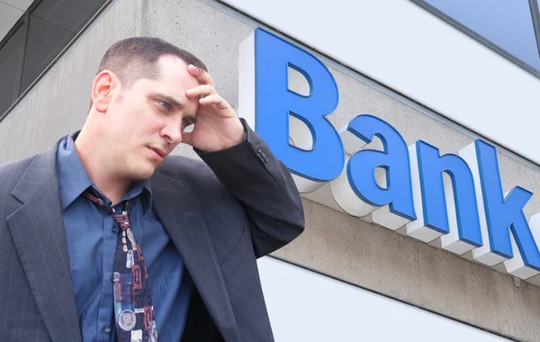 Stressed Money Business Man at Bank