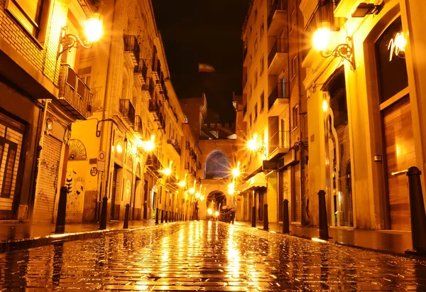 City street in night, Valencia, Spain