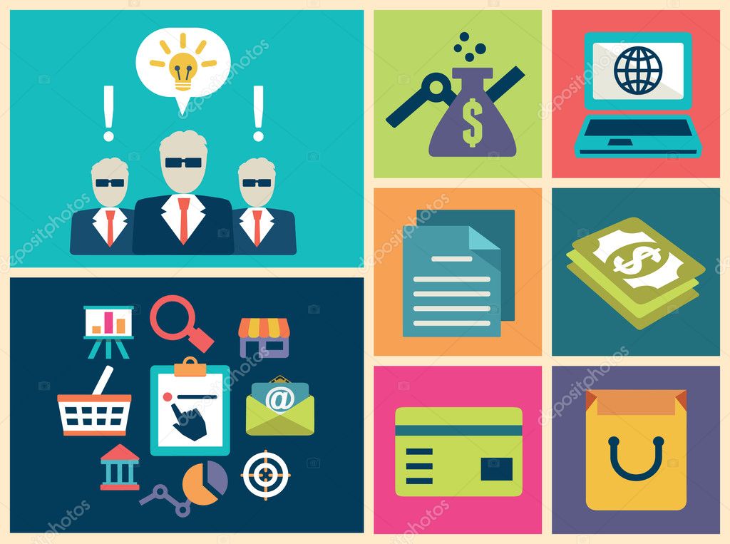 Flat design vector of e-commerce symbols - Stock Illustration Flat design vector of e-commerce symbols - Stock Illustration