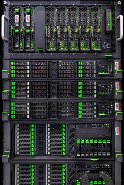 Rows of hard drives in the data center