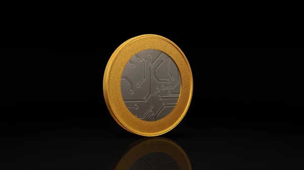 Digital currency silver gold coin dark 45 degree