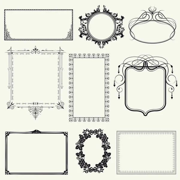 Set of vintage frames and design elements - vector illustration