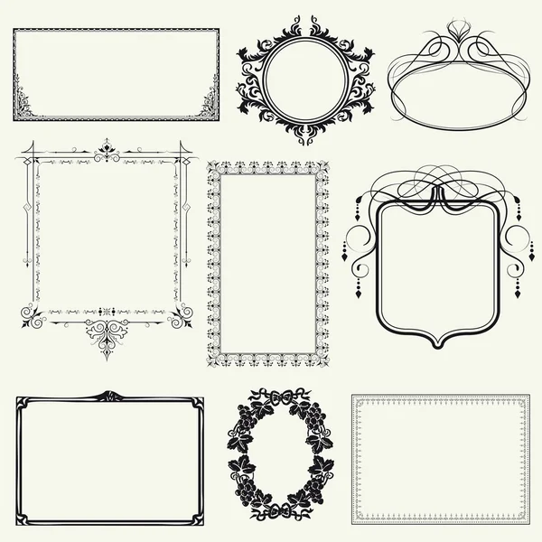 Set of vintage frames and design elements illustration