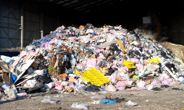 Rubbish piled up at a waste management centre