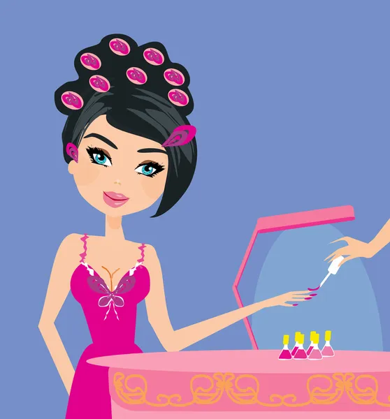 Vector illustration of the beautiful woman in beauty salon