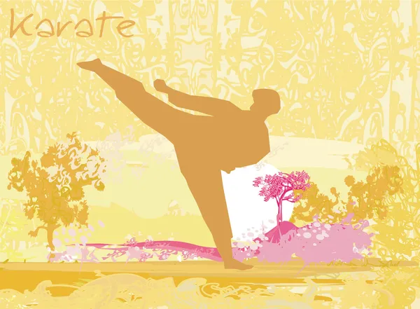 Karate man silhouette Grunge poster
