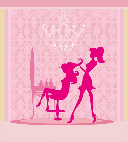 Vector illustration of the beautiful woman silhouette in hairdressing salon