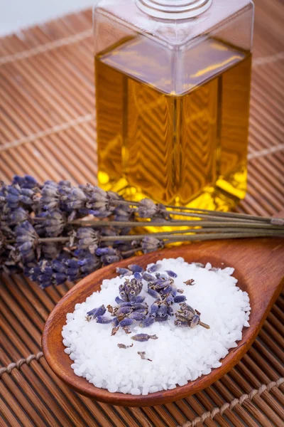 Lavender massage oil and bath salt aroma therapy wellness